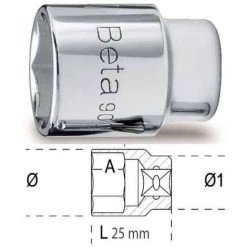 BETA Douille 6 Pans 1/4" - 900 - X 1 - 25 Mm - 1/4'' - 5 Mm - 6 Pans