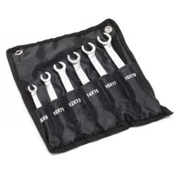 WILTEC Jeu De Clé Pour Conduite De Frein 6 Pcs 8-19 Mm Clé à Durite De Frein Clé Polygonale Plate à Cliquet