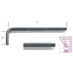 BETA Clé Mâle 6 Pans Coudée à Tête Sphérique, Brunie - 96BP - 79 Mm - 1,5 - 6 Pans