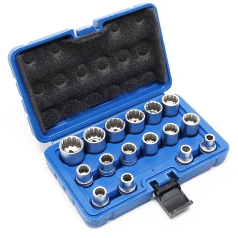 WILTEC Jeu 16 Clés à Douille Denture Multiple Jeu Acier Au Chrome Vanadium Entraînement De 1/2" Coffret 3 WILTEC Jeu 16 Clés à Douille Denture Multiple Jeu Acier Au Chrome Vanadium Entraînement De 1/2" Coffret