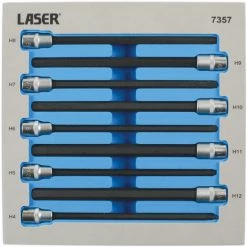 LASER TOOLS JEU LASER TOOL D'EMBOUTS HEXAGONAUX 6 PANS EXTRA LONGS 200mm