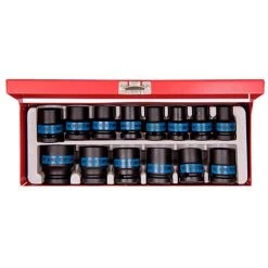 KING TONY Coffret De 14 Douilles à Choc Métriques 1/2" - 10 à 27 Mm