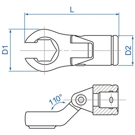 KING TONY Douille CROWFOOT à Tuyauter Articulée à 200° Métrique 3/8" - 12 Mm 5 KING TONY Douille CROWFOOT à Tuyauter Articulée à 200° Métrique 3/8" - 12 Mm – Image 3