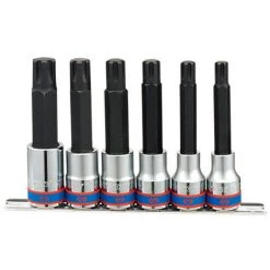 KING TONY Jeu De 6 Douilles Tournevis Longues Ribe 1/2" Sur Rail - M9 à M16