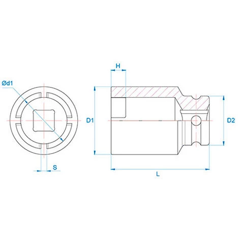 KING TONY Douille à Choc à Ergots Intérieurs 1/2" Pour écrous à Encoches - KM6 D. 45 Mm L. 60 Mm 4 KING TONY Douille à Choc à Ergots Intérieurs 1/2" Pour écrous à Encoches - KM6 D. 45 Mm L. 60 Mm – Image 2