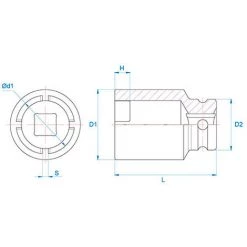 KING TONY Douille à Choc à Ergots Intérieurs 1/2" Pour écrous à Encoches - KM8 D. 58 Mm L. 60 Mm -Clés et douilles Soldes 17873819 2