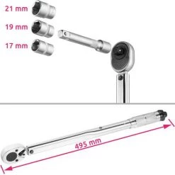 TECTAKE Kit Clé Dynamométrique 5 Pièces - Clé Plate, Clé à Douille, Clé De Torsion - Argent -Clés et douilles Soldes 18474187 3