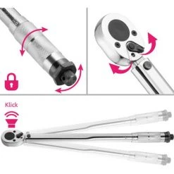 TECTAKE Kit Clé Dynamométrique 5 Pièces - Clé Plate, Clé à Douille, Clé De Torsion - Argent -Clés et douilles Soldes 18474187 4