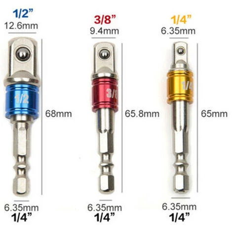 ASUPERMALL 3Pcs / Set Hex Meche Socket Adapter Electric Drive Impact Driver 3 Taille 5 ASUPERMALL 3Pcs / Set Hex Meche Socket Adapter Electric Drive Impact Driver 3 Taille – Image 3