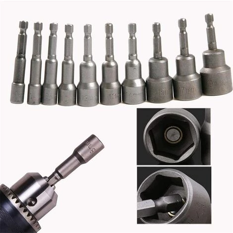 UNHO 10 X Douille Torx Magnétique Adaptateur Embout En Acier Chromé Vanadium Mandrin Pans Carré Hexagonal 6-19mm 1/4" Drill Bit 5 UNHO 10 X Douille Torx Magnétique Adaptateur Embout En Acier Chromé Vanadium Mandrin Pans Carré Hexagonal 6-19mm 1/4" Drill Bit – Image 3