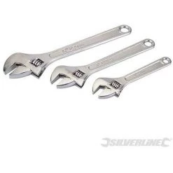 SILVERLINE Clés à Molette, 3 Pcs, 150, 200 Et250 Mm, 150. 200 Et 250 Mm