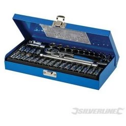 SILVERLINE Coffret Clés Et Douilles Métriques 1/4", 38 Pcs, 38 Pcs