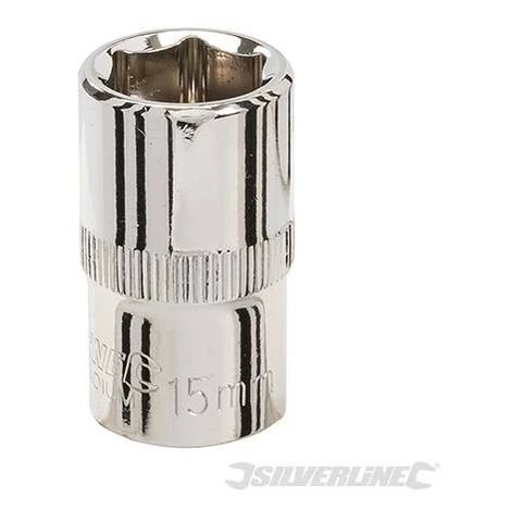 SILVERLINE Douille Métrique 1/2" 6 Pointes, 15 Mm, 15 Mm 4 SILVERLINE Douille Métrique 1/2" 6 Pointes, 15 Mm, 15 Mm – Image 2