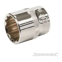 SILVERLINE Douille Métrique 3/8" Avec Entraînement à 12 Pointes, 19 Mm, 19 Mm