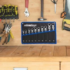 Relaxdays Clé Ajustable Jeu De 10, Plate, à Oeil Et Cliquet, Articulation, 10-19 Mm, Pochette, Noir -Clés et douilles Soldes 28671557 3