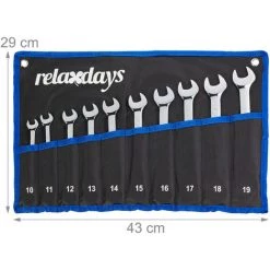 Relaxdays Clé Ajustable Jeu De 10, Plate, à Oeil Et Cliquet, Articulation, 10-19 Mm, Pochette, Noir -Clés et douilles Soldes 28671557 5