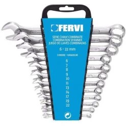 COFFRE DE JEU 12 PIÈCES CLÉ PLATE MÉTRIQUE OUTIL 6-22 MM FERVI 0073
