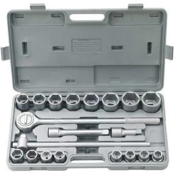 COFFRET 20 PCS CLÉ À CLIQUET DOUILLE MÉTRIQUE 3/4" FERVI 0181