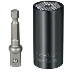 HAPPYSHOPPING Manchon Magique Universel 7-19mm + Extension De Boule En Acier 3/8 Noir