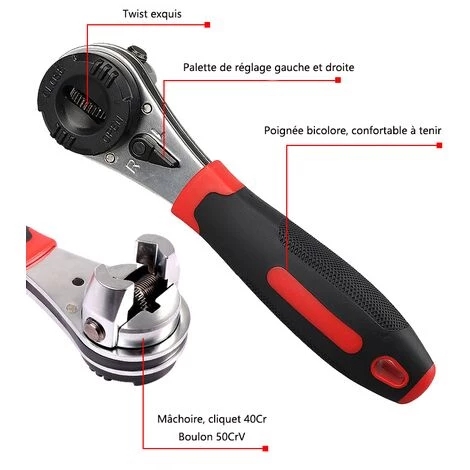 PERLE RARE Outil Multifonctionnel Universel De Clé à Cliquet Réglable 4 PERLE RARE Outil Multifonctionnel Universel De Clé à Cliquet Réglable – Image 2