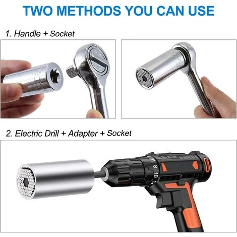 LEDMOMO Clé à Douille Clé Universelle Écrou Universel Clé à Douille Universelle Outils à Main Multifonctionnels Repair Adapter Repair Tools Set Outils Pour Pinces 7-19mm Avec Adaptateur Et Poignée (3 En 1) 5 LEDMOMO Clé à Douille Clé Universelle Écrou Universel Clé à Douille Universelle Outils à Main Multifonctionnels Repair Adapter Repair Tools Set Outils Pour Pinces 7-19mm Avec Adaptateur Et Poignée (3 En 1) – Image 3