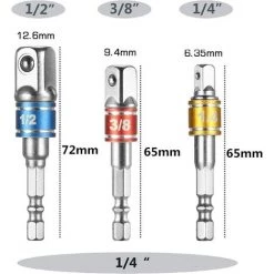 LITZEE 3 Porte-douilles Hexagonaux - 1/4", 1/2", 3/8" - Adaptateurs Et ConnecteursExtension. -Clés et douilles Soldes 32179121 4