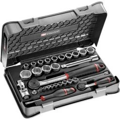 FACOM Coffret Douilles 1/4" - 1/2" 6 Pans Métriques - 30 Pièces