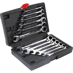 YONGQING Jeu De Clés Mixtes 12 Pièces 8-19 Mm 1 Set Jeu De Clés Mixtes à Cliquet Métriques - Noir-argent