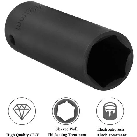 METERK Jeu De Douilles A Chocs Profondes Cr-V Metriques A Entrainement De 1/2 Pouce, 20 Pieces 4 METERK Jeu De Douilles A Chocs Profondes Cr-V Metriques A Entrainement De 1/2 Pouce, 20 Pieces – Image 2