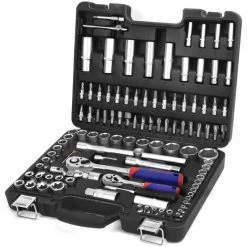 WORKPRO Coffret De Douilles Embouts Et Clés à Cliquet 1/2-inch Et 1/4-inch (72 Dents) De Dégagement Rapide (108-pièce)