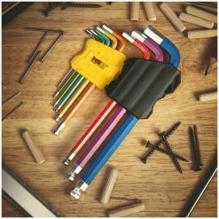 MSW Jeu De 9 Clés Coudées Hexagonales À Six Pans En Acier Multicolores Avec Étui - Blanc, Noir, Rose -Clés et douilles Soldes 38698143 3