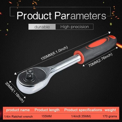 BETTERLIFE Clé Dynamométrique, Clé à Cliquet à Couple élevé Pour Embase, Clé à Dégagement Quck à Levier En Acier Au Chrome-vanadium 24 Dents, Chromée (longueur: 1/4 De Pouce, Longueur De 155mm) 5 BETTERLIFE Clé Dynamométrique, Clé à Cliquet à Couple élevé Pour Embase, Clé à Dégagement Quck à Levier En Acier Au Chrome-vanadium 24 Dents, Chromée (longueur: 1/4 De Pouce, Longueur De 155mm) – Image 3