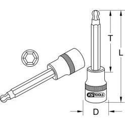KSTOOLS® KS TOOLS 1/2" Douilles Tournevis 8 Pans Intérieur à Tête Sphérique, Longues, 8mm -Clés et douilles Soldes 41884923 2