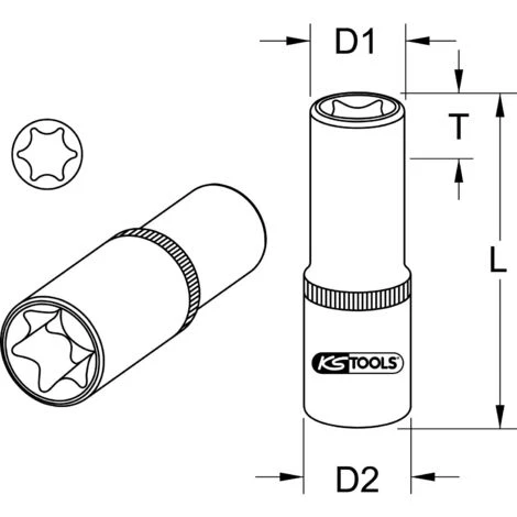 KSTOOLS® KS TOOLS 1/2" Douilles Torx E CHROMEplus, Longues, E22 4 KSTOOLS® KS TOOLS 1/2" Douilles Torx E CHROMEplus, Longues, E22 – Image 2