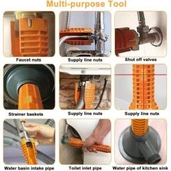 BEARSU Clé Robinet En Alliage D'Aluminium Cle Serrage Robinet Cle A Lavabo Clé Mitigeur Multifonctionnel Anti-dérapant Facile à Utiliser Pour Maison Cuisine Salle De Bain Mitigeur Evier - Orange -Clés et douilles Soldes 43093554 3