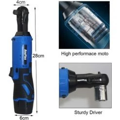 DAY PLUS Clé à Cliquet Sans Fil 3/8 Pouces, Clé électrique 12V 40Nm Avec 2 Piles 1500mAh, Chargeur Rapi1 Heure, 7 Prises, Clé à Angle Droit à Cliquet Sans Fil 10 DAY PLUS Clé à Cliquet Sans Fil 3/8 Pouces, Clé électrique 12V 40Nm Avec 2 Piles 1500mAh, Chargeur Rapi1 Heure, 7 Prises, Clé à Angle Droit à Cliquet Sans Fil -Clés et douilles Soldes 43459415 4