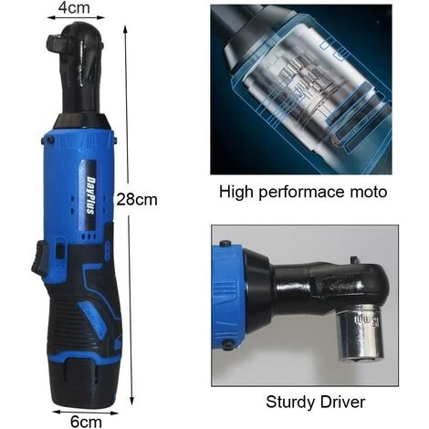 DAY PLUS Clé à Cliquet Sans Fil 3/8 Pouces, Clé électrique 12V 40Nm Avec 2 Piles 1500mAh, Chargeur Rapi1 Heure, 7 Prises, Clé à Angle Droit à Cliquet Sans Fil 6 DAY PLUS Clé à Cliquet Sans Fil 3/8 Pouces, Clé électrique 12V 40Nm Avec 2 Piles 1500mAh, Chargeur Rapi1 Heure, 7 Prises, Clé à Angle Droit à Cliquet Sans Fil – Image 4