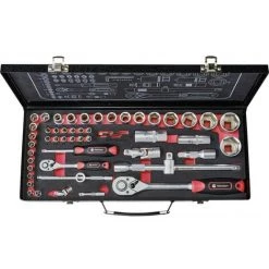 TOOLCRAFT Jeu De Clés à Douille Métrique 1/4 (6.3 Mm), 1/2 (12.5 Mm) 55 Pièces 826372