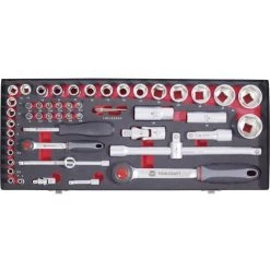 TOOLCRAFT Jeu De Clés à Douille Métrique 1/4 (6.3 Mm), 1/2 (12.5 Mm) 55 Pièces 826372 -Clés et douilles Soldes 4412456 3