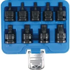 BGS TECHNIC DOUILLE À EMBOUTS À CHOC | 12,5MM (1/2'') | PROFIL T (POUR TORX) T20 - T70 | 9 PIÈCES BGS 5486