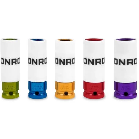 VONROC Lot De Douilles - Universelles - ½ Pouce - 5 Pièces : 15, 17, 19, 21 Et 22mm - Avec Manchon En Téflon - Compatible Avec TW501XX Et Autres Clés Pneumatiques Et Dynamométriques 3 VONROC Lot De Douilles - Universelles - ½ Pouce - 5 Pièces : 15, 17, 19, 21 Et 22mm - Avec Manchon En Téflon - Compatible Avec TW501XX Et Autres Clés Pneumatiques Et Dynamométriques