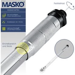 MASKO® Clé Dynamométrique 6 Pièces. Set 40-210 Nm 1/2 ' CV Incl. 3 douilles 17 mm, 19 mm, 21 mm Et Rallonge 125 mm Incl. Coffret Tolérance +/- 4 % Clé Pour Pneu Clé Dynamométrique Auto -Clés et douilles Soldes 50753301 3