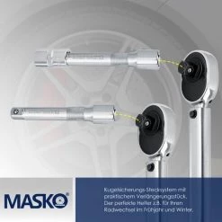 MASKO® Clé Dynamométrique 6 Pièces. Set 40-210 Nm 1/2 ' CV Incl. 3 douilles 17 mm, 19 mm, 21 mm Et Rallonge 125 mm Incl. Coffret Tolérance +/- 4 % Clé Pour Pneu Clé Dynamométrique Auto -Clés et douilles Soldes 50753301 4