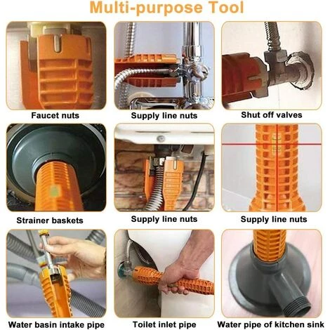 Clé Robinet En Alliage D'Aluminium Cle Serrage Robinet Cle A Lavabo Clé Mitigeur Multifonctionnel Anti-dérapant Facile à Utiliser Pour Maison Cuisine Salle De Bain Mitigeur Evier - Orange,Starlight 6 Clé Robinet En Alliage D'Aluminium Cle Serrage Robinet Cle A Lavabo Clé Mitigeur Multifonctionnel Anti-dérapant Facile à Utiliser Pour Maison Cuisine Salle De Bain Mitigeur Evier - Orange,Starlight – Image 4