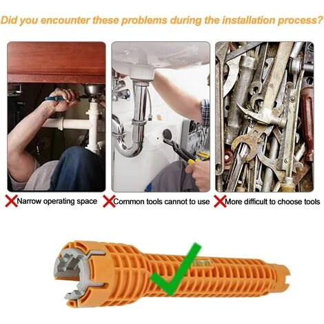 Clé Robinet En Alliage D'Aluminium Cle Serrage Robinet Cle A Lavabo Clé Mitigeur Multifonctionnel Anti-dérapant Facile à Utiliser Pour Maison Cuisine Salle De Bain Mitigeur Evier - Orange,Starlight 7 Clé Robinet En Alliage D'Aluminium Cle Serrage Robinet Cle A Lavabo Clé Mitigeur Multifonctionnel Anti-dérapant Facile à Utiliser Pour Maison Cuisine Salle De Bain Mitigeur Evier - Orange,Starlight – Image 5