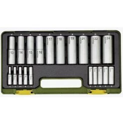 PROXXON 1/4 + 1/2 Set De Douille à Lit Profonde (20 Pcs.)