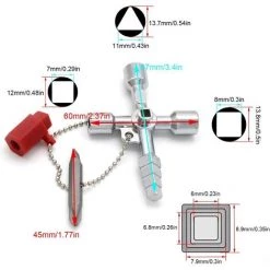 BEARSU 4 Voies Clé Multifonction, Pratique Clé Universelle D'armoire, Clé Croisée Universelle Pour Compteurs D'eau Et D'électricité, Radiateurs, Compteurs De Gaz, Ascenseurs (Argent) -Clés et douilles Soldes 52495341 3