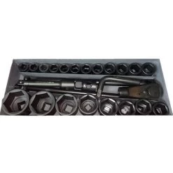 KRAFT MÜLLER Coffret De Douilles Kraft Müller KM-COFFRET-23PCS, 6 POINT CR-V, Avec Cliquet à Libération Rapide