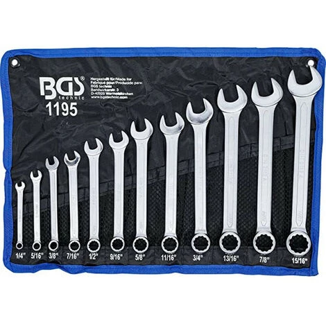 BGS TECHNIC JEU DE 12 CLES MIXTES OEIL PLATES COTES POUCES US ANGLAISES DE 1/4 à 15/16 4 BGS TECHNIC JEU DE 12 CLES MIXTES OEIL PLATES COTES POUCES US ANGLAISES DE 1/4 à 15/16 – Image 2