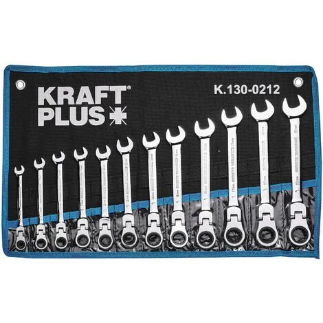 KRAFTPLUS K.130-0212 Clés Mixtes à Cliquet 12 Pcs - 8-19 Mm - Avec Articulation - Clé Platte à Fourche - Clé à Oeil Polygonale 3 KRAFTPLUS K.130-0212 Clés Mixtes à Cliquet 12 Pcs - 8-19 Mm - Avec Articulation - Clé Platte à Fourche - Clé à Oeil Polygonale